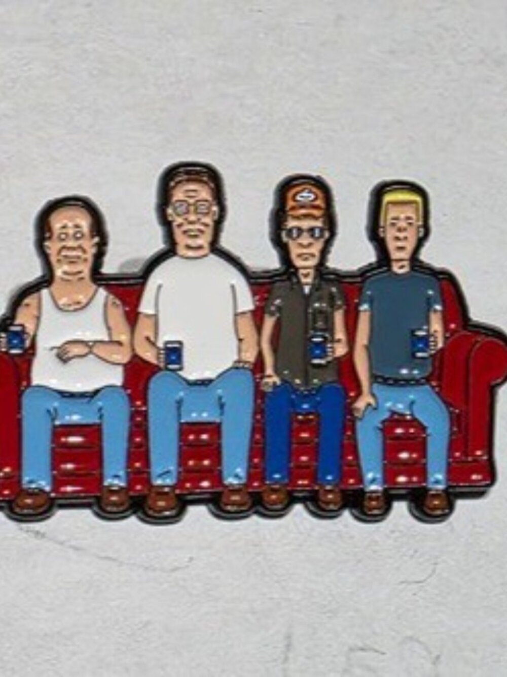King of the Hill Couch Enamel Pin – Hank, Dale, Bill, Boomhauer Cartoon Fan Gift - Picture 3 of 4